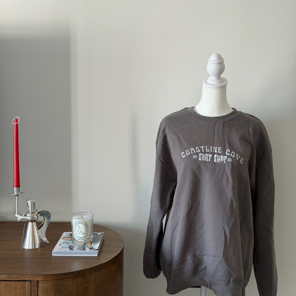 Gildan Charcoal Gray Crewneck Sweatshirt with White Surf Logo